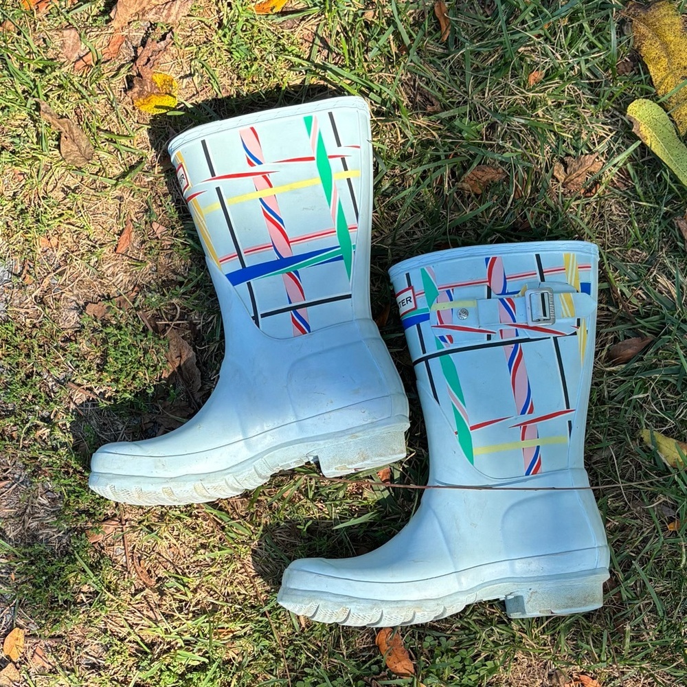 Hunter Kids Light Blue Patterned Rain Boots - Picture 3 of 9